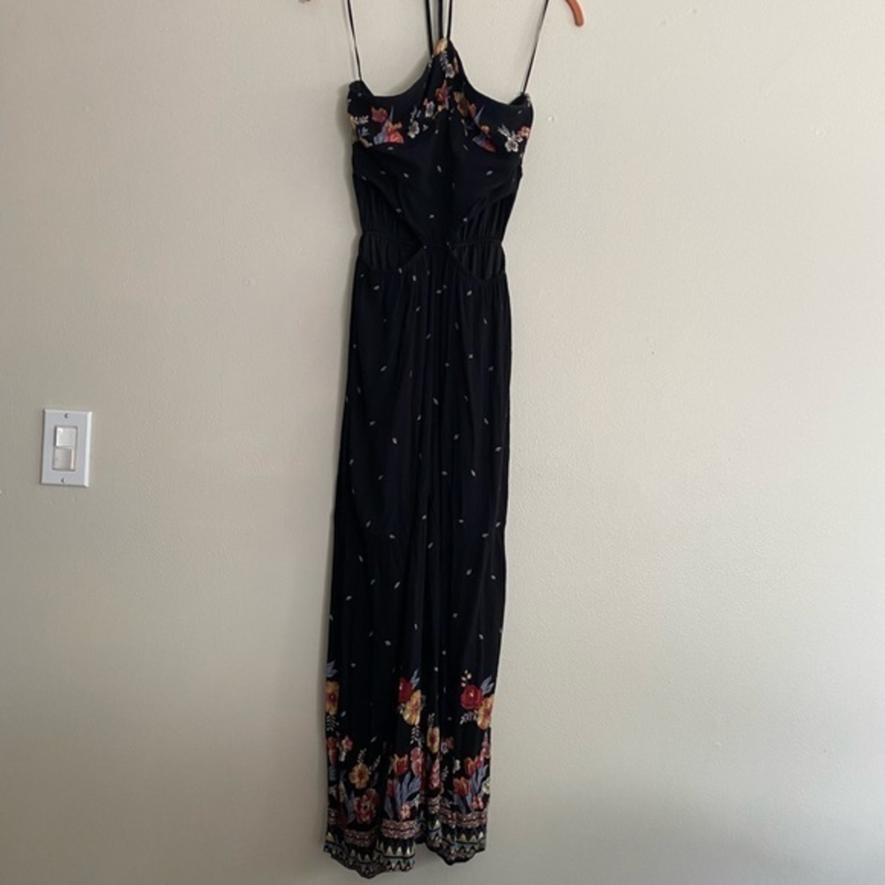 Sienna Sky Floral Jumpsuit Wide Leg Cropped Halter Size Women’s Small EUC - Picture 1 of 6